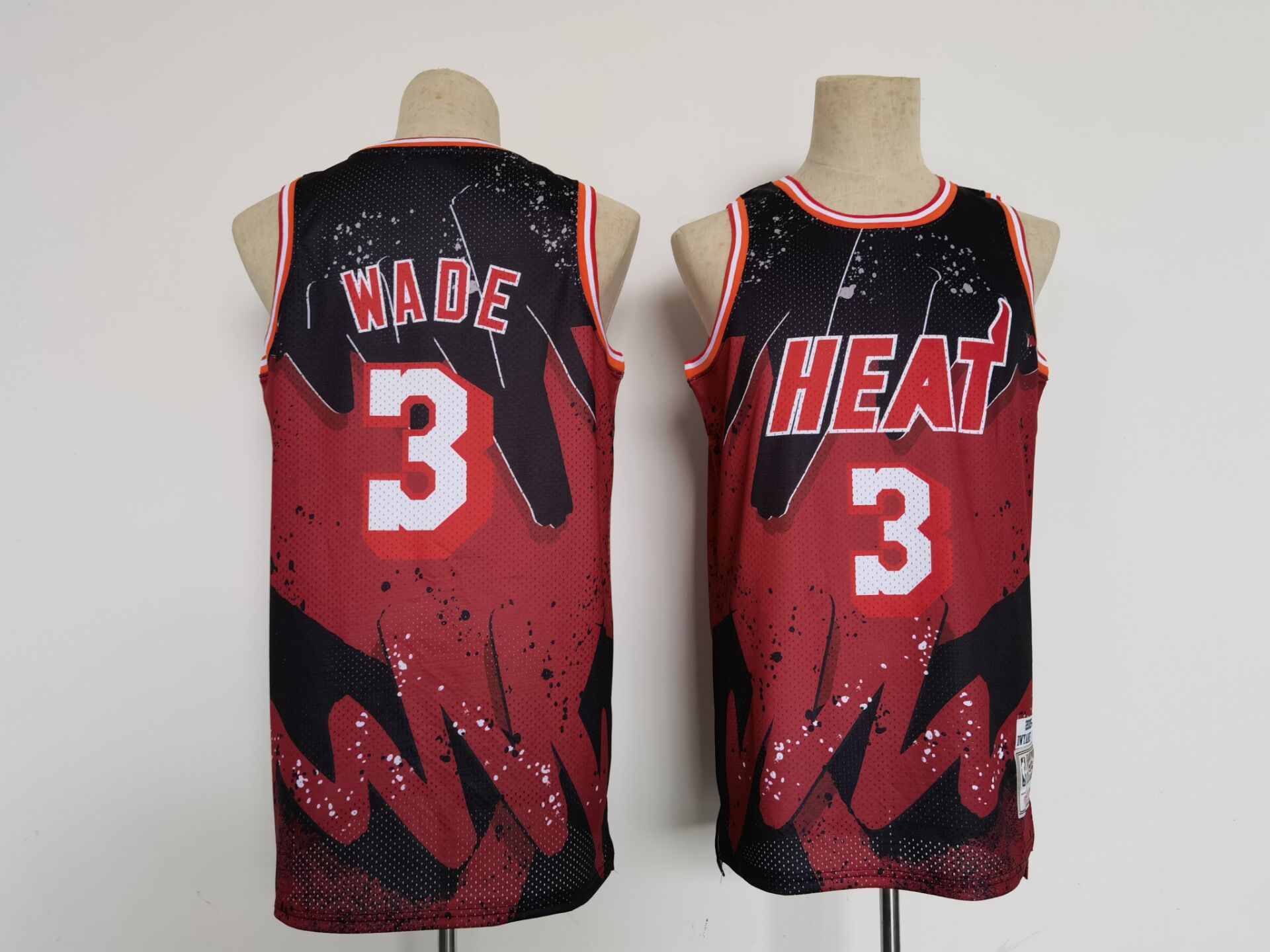 Men Miami Heat #3 Wade Red Hip hop version 2022 NBA Jersey
